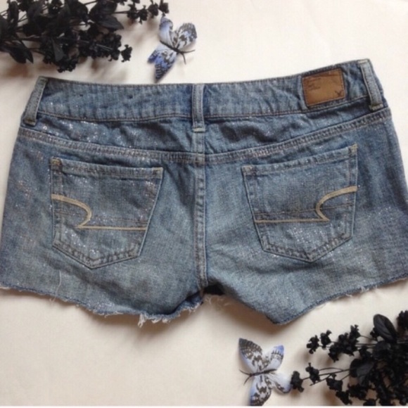 American Eagle Outfitters metallic sparkle cutoff shorts y2k early 2000s - Picture 4 of 7
